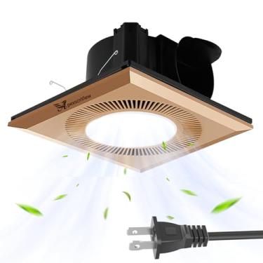 Imagem de ApexscnView Exaustor De Banheiro Com Luz, Ventilador De 25 W 6400 K E Combinação De Luz Led Para Casa, 130 Cfm, 1,0 Sones Quiet Square Ventilador De Banheiro Com Luz Combinada, Duto De 4 Pol. 110 V