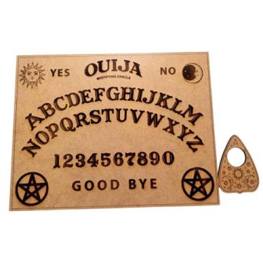 Imagem de Tabuleiro Tabua Ouija em mdf 3mm gravado a laser jogo Wicca decoração 