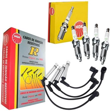 Imagem de Kit Vela e Cabo Vela de Ignição Fiat Punto 1.4 2008 a 2017 Green Ngk