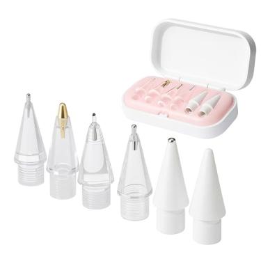 Imagem de Pontas de lápis de substituição para Apple Pencil Pro, pontas de lápis atualizadas adequadas para Apple 2ª geração USB-C, lápis digital Logitech Crayon, pontas de agulha com capa, conjuntos de lápis