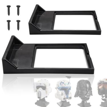 Imagem de 2 Pcs Black Wall Mount Display Stand Fits Wars Helmet, Wall Mount Display Shelf, Compatible with All Standard Lego Helmets, Boba Fett 75277/Tie Fighter Pilot 75274/Stormtrooper 75276