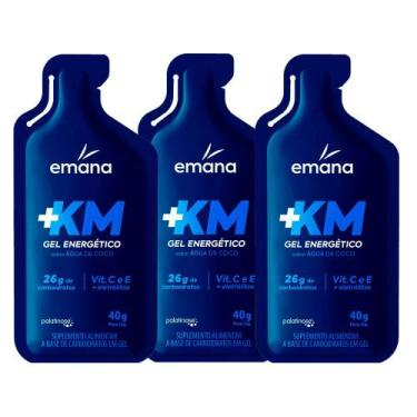 Imagem de Kit 3 Gel Energético Emana +KM Sabor Água de Coco 40g