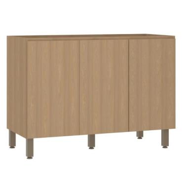 Imagem de Balcão Modulado 120cm (sem Tampo) de Pia 3 Portas Slim Luciane, Freijó