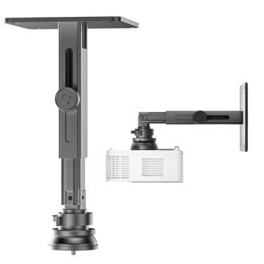 Imagem de Perfectisan Suporte para projetor, furo único, altura ajustável, suporte de parede para teto, suporte universal para projetor com braços retráteis - material de liga de alumínio, carga 15 kg - preto