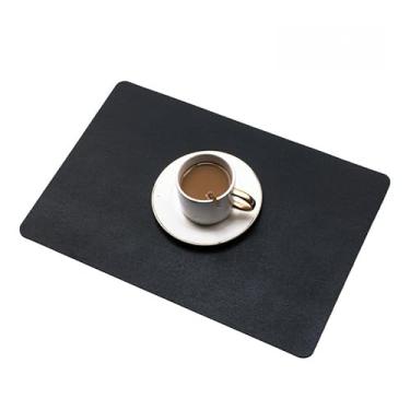 Imagem de Conjunto de 6 jogo americano retangular estilo nórdico para tapete de comida ocidental, mesa de cozinha interna/externa (tamanho: 30 x 45 cm (11,8 x 17,7 polegadas), cor: preto-)