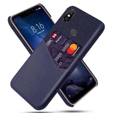 Imagem de Capa para Xiaomi Redmi Note 6 PRO,Tela e tampa de couro PU,Antideslizante,360°cobertura completa à prova de choque com 1 slot de cartão atrás,Prevenção de queda-Blue