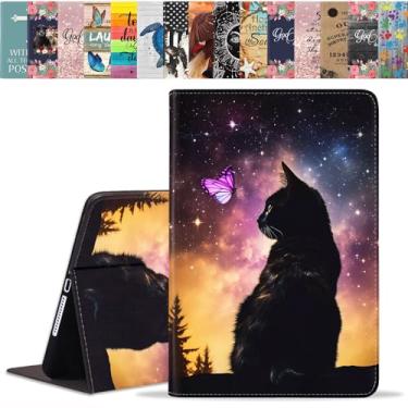 Imagem de ERWYTYIOI Capa para iPad de 9,7 polegadas 2018/2017, iPad Air/Air 2, capa inteligente fina de couro PU com suporte e despertar/hibernar automático para Apple iPad de 9,7 polegadas 6ª/5ª geração, gato