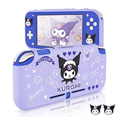 Imagem de DLseego Capa protetora Little Naughty Rabbit Switch Lite bonito TPU capa macia absorção de choque capa anti-riscos com 2 peças Lovely Devil Bunny Thumb Grips para Switch Versão 2019 - Roxo