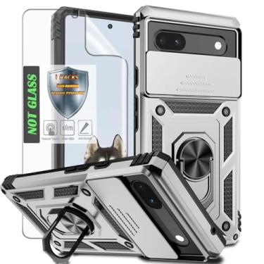 Imagem de AYMECL Capa para Google Pixel 6A com capa para lente da câmera, protetor de tela HD, proteção contra quedas de nível militar, suporte de anel magnético, capa protetora para celular para Google Pixel