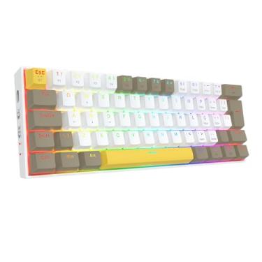 Imagem de Teclado Gamer Redragon Draconic Pro RGB Branco, Amarelo Cinza Switch Marrom