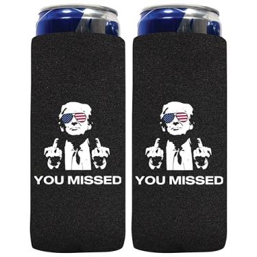 Imagem de QualityPerfection Mangas Térmicas Finas Para Latas (Conjunto Com 2) Cerveja/Bebida Energética 12 Oz Neoprene, Termoresfriadores Bebidas - Conjunto 2, You Missed Black