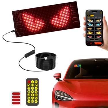 Imagem de Super RGB Luzes Dinâmicas De Led Tipo Olho Diabo Para Para-Brisa Carro E Motocicleta, Janela Sinalização Programável Flexível Colorida 7" X 3", Painel Matriz Leds Faça Você Mesmo Com Controle Remoto