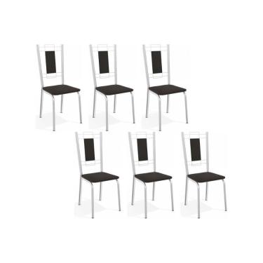 Imagem de Kit 6 Cadeiras De Cozinha Florença C005 6 Un Cromada Preto 110