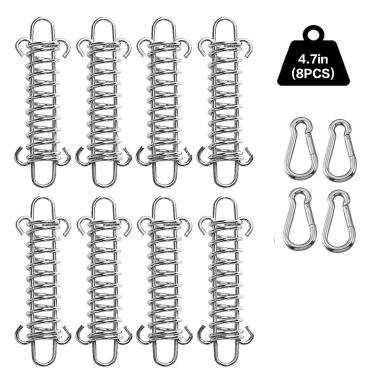 Imagem de Doucdoft Shade Sail Spring Tension 12 Kit de 12 cm para instalação de toldo de sol retangular triangular, aço inoxidável 304 para molas de tenda, molas giratórias de varanda, molas de tensão de