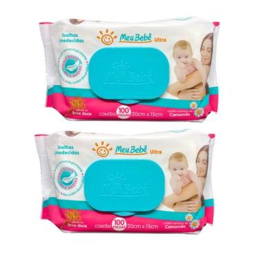 Imagem de Kit C2 Lenço Umedecido Meu Bebê Ultra com 100 Unidades cada - HYGIELIN