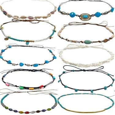 Imagem de nemokamai Pulseiras de chapéu de cowboy para homens e mulheres, 10 peças, faixa de chapéu com contas para cowboy/western/fedora/cowgirl/chapéus de palha