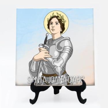 Imagem de Quadro azulejo Fé Católica Santa Joana Darc 25