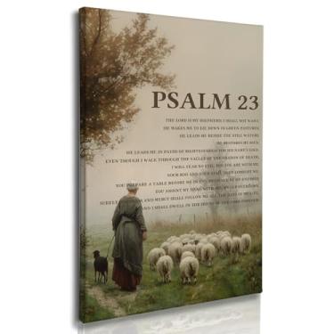 Imagem de Nitelat Arte de parede do Salmo Cristão 23, Versos da Bíblia, Tela para Decoração de Parede para Casa Quarto Sala de Estar Igreja, Quinta Rústica Religiosa Escritura Imagens em Tela para Decoração de