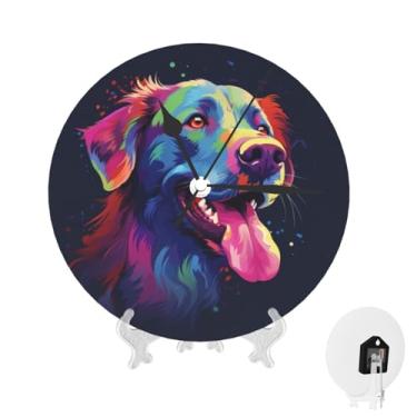 Imagem de GlbnSHeric Relógio de parede silencioso, sem tique-taque, relógio de 25,4 cm, colorido para cachorro, relógio analógico para banheiro, decorativo, redondo, moderno, decoração de parede, relógio para