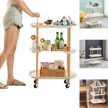Imagem de Carrinho Organizador Multiuso 3 prateleiras Divisòria Com Rodinhas Branco