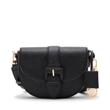 Imagem de Anne Klein Bolsa transversal feminina com fivela coberta, preta
