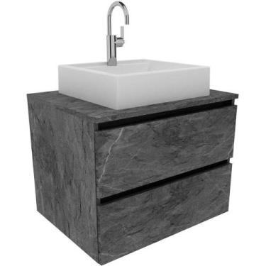 Imagem de Gabinete De Banheiro 60 Cm 2 Gavetas Com Cuba Joana Mármore Lunar - TE