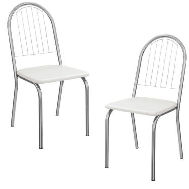 Imagem de Kit 2 Cadeiras Cromada Sala Jantar 2C077CR Corino Nude Kappesberg