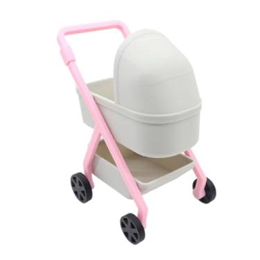 Imagem de Almencla Carrinho de bebê para casa de bonecas em escala 1/12, brinquedo para bonecas, berço, mini berço, carrinho de bebê, Cinza
