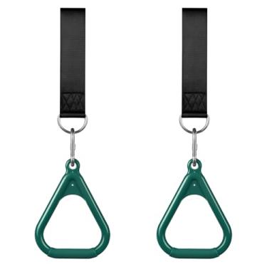 Imagem de LadyRosian Barra trapezoidal, barras de macaco, anéis Ninja pendurados, guerreiro, slackline, kits de pista de obstáculos para crianças, acessórios de equipamentos de playground (verde)