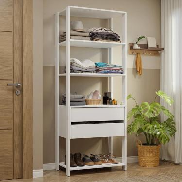 Imagem de Guarda-Roupa Closet Modulado 2 Gavetas 4 Prateleiras 70cm Branco Valencia Madesa