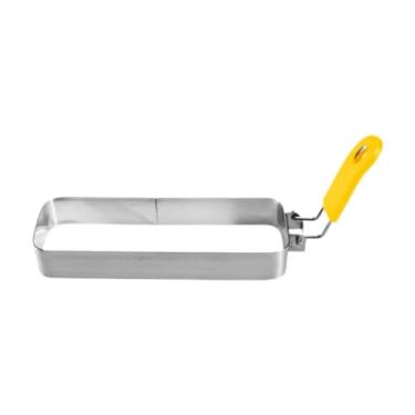 Imagem de FytStycale Anel Retangular para Ovos, para Chapa, Frigideira, Muffins, Omeletes, Anel com Alça para Café Da Manhã, Sanduíche, Panquecas, Modelo de Cozinha, Alça Amarela