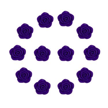 Imagem de Kit C/12 Miçangas em Resina Flor Rosa Roxo 2 cm