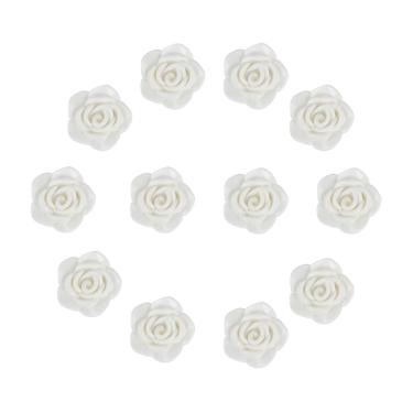 Imagem de Kit C/12 Miçangas em Resina Flor Rosa Branca 2 cm