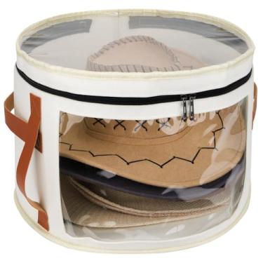 Imagem de Veki Organizador de chapéus, caixa de chapéu para armazenamento feminino, caixa grande de chapéus de feltro transparente, caixas de armazenamento de chapéus de cowboy de aba larga para homens, caixas