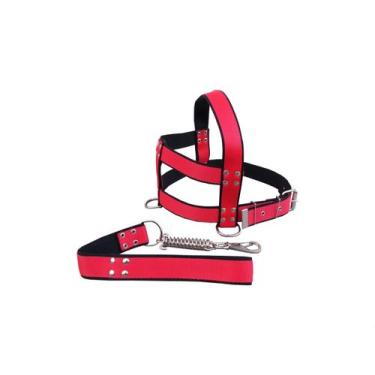 Imagem de Guia E Peitoral Nylon Duplo P/cães Cachorro - Nº 8 - FLOP, Vermelho