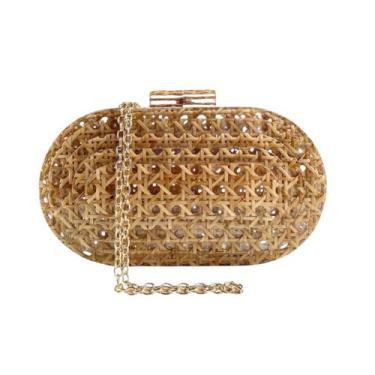 Imagem de Bolsa Clutch De Festa Feminina Acrílico Transparente Palhinha - Lika, 