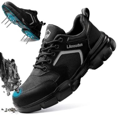 Imagem de Gsutenmre Tênis de bico de aço para homens e mulheres tênis de trabalho leve masculino indestrutível de segurança à prova de perfuração, tênis de construção de bico composto, Preto-d232fbk, 40