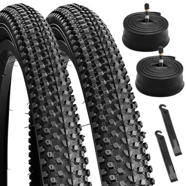 Imagem de Vershin Conjunto de 2 pneus e tubos de mountain bike: 26 x 1,75/1,95/2,10/2,10/5,4 cm pneus de bicicleta resistentes a perfurações, com tubos internos e alavancas de pneu correspondentes