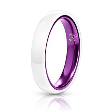 Imagem de EMBR Anel de cerâmica minimalista: Anel fino de 4 mm com alto brilho polido, aliança de casamento de cerâmica preta e branca para homens e mulheres, ajuste confortável sem cobalto, joias resistentes a