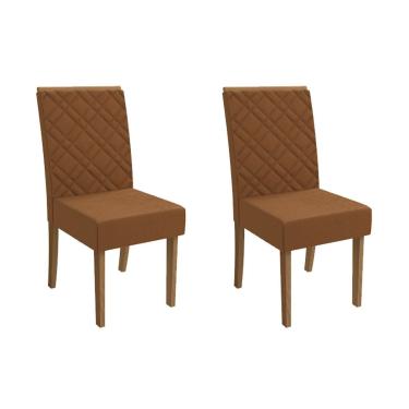 Imagem de Cadeira Sala de Jantar Gardênia 2CAD149 Madeirado Kit 2 Un Canela/Boucle Terracota - Kappesberg