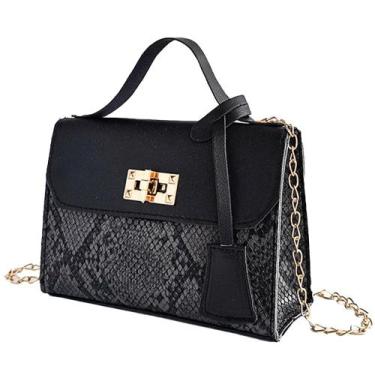Imagem de Bolsa Pequena Quadrada Feminina com Estampa de Cobra - Malissima, Pret
