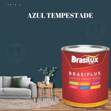 Imagem de Tinta Semi Brilho Cor Azul Petróleo 800ml Brasiplus Acrílica Lavável. 