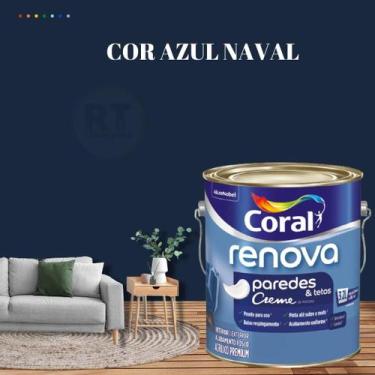 Imagem de Tinta Para Parede Acrílica Coral Renova Cor Azul 3,2l Lavável Premium 