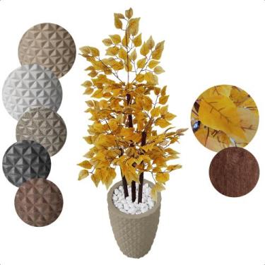 Imagem de Ficus Amarelo Planta Artificial com Vaso Decoração - Flor de Mentirinh