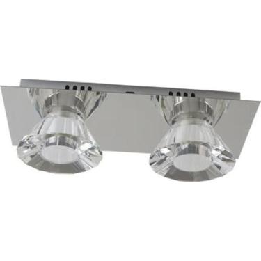 Imagem de Plafon Retangular Bloco Cristal Conico Duplo Base Inox - Dlight