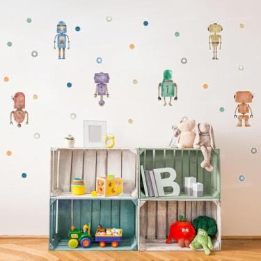 Imagem de Adesivo Parede Infantil Robo 01 Robôs Coloridos Lúdico Divertido Quarto Infantil Menino Criança Decoração
