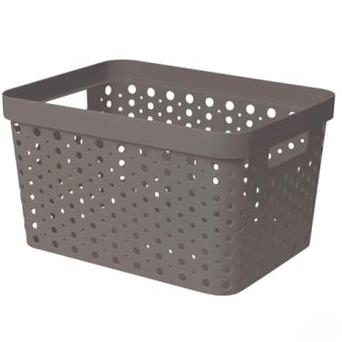 Imagem de Cesto Organizador com Tampa Caixa Organizadora de Plástico Multiuso Cesta Organizadora para Armazenamento Caixas Organizadoras(Cinza-Escuro sem Tampa)