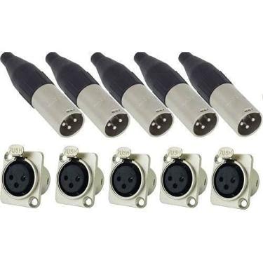 Imagem de Kit Com 10 Conector Xlr Macho E Femea Original Santo Angelo
