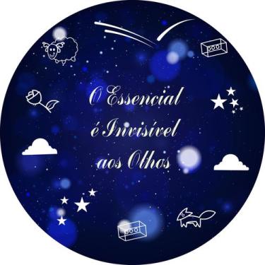 Imagem de Painel de Tecido Sublimado Redondo Pequeno Príncipe Frase Fundo Azul c