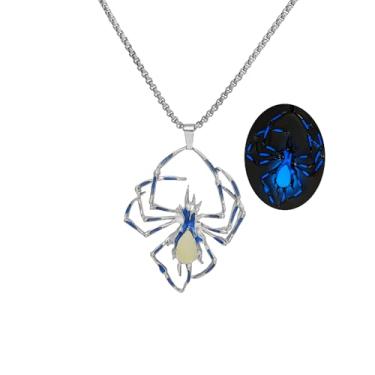 Imagem de VIYPDRST Colar feminino de aranha gótico com pingente de aranha luminoso, estilo punk, réptil, pingente de Halloween, joia que brilha no escuro, one size, Metal, Sem Pedra Preciosa